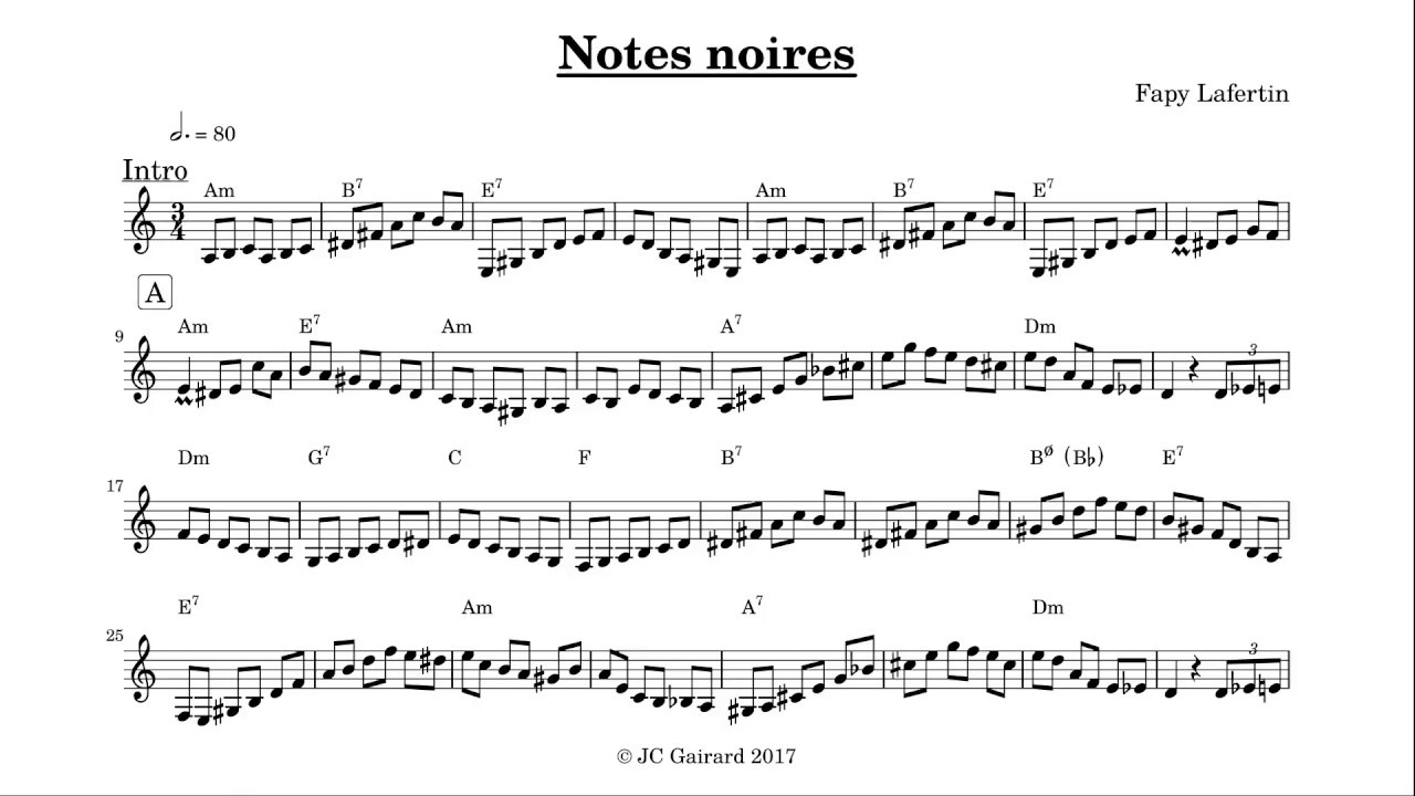 Notes noires - Fapy Lafertin - Transcription