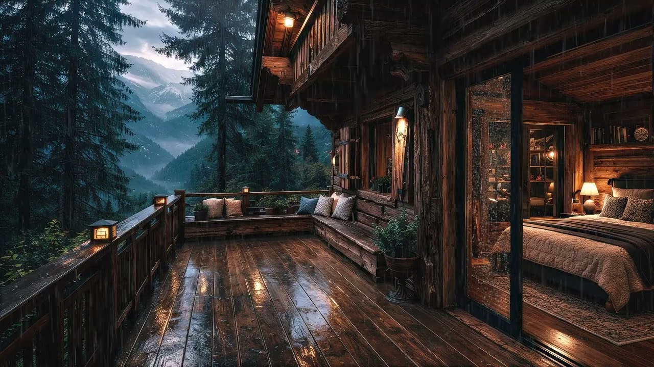 Endless Night Rain at an Alpine Mountain Cabin | ASMR Sleep Sounds for Deep Sleep