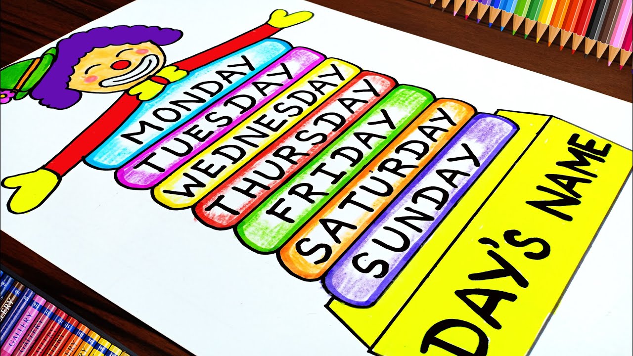Days of the Week Chart | Seven Days of a Week Drawing | Days of the Week Drawing