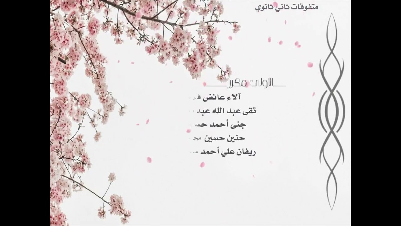 المتفوقات بالثانوية الثالثة والستون الفصل الدراسي الثاني لعام 1445هـ موجهة الطالبات مريم المرحبي
