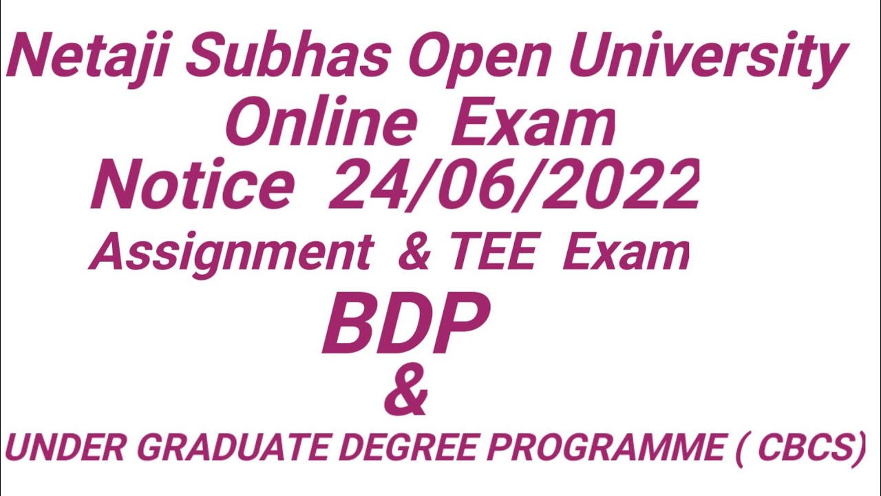 NSOU.BDP & UGDP(CBCS).Assignment submission slip. 2022