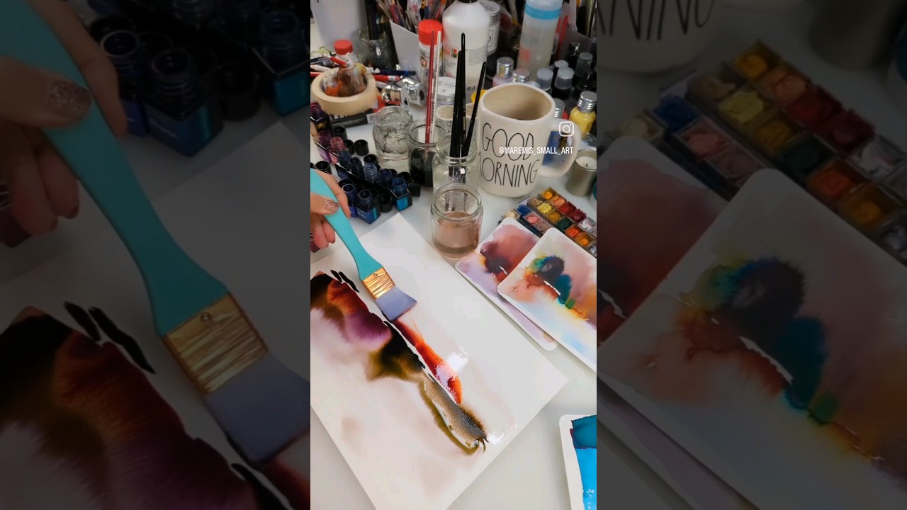 How I Paint Atmospheric Painting #maremismallart #reels #watercolor #painting #abstractart