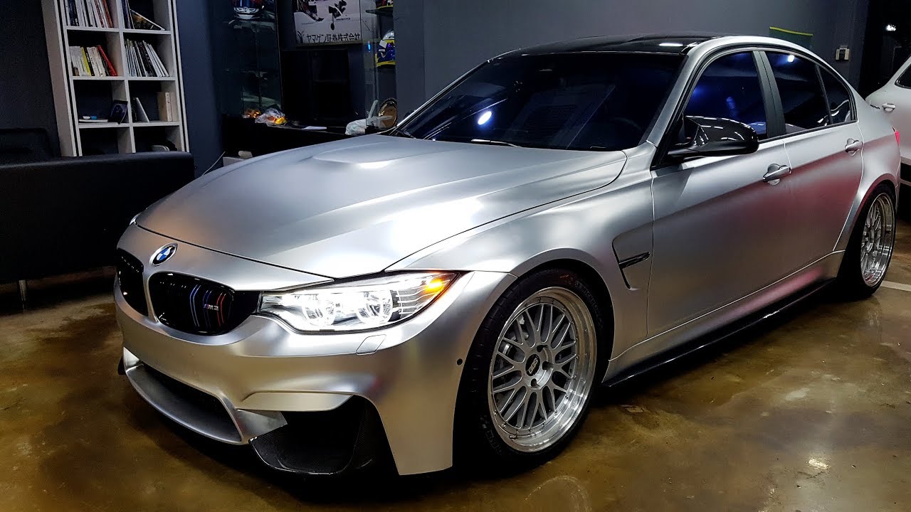 BMW M3 Wrapped in Matte Silver chrome