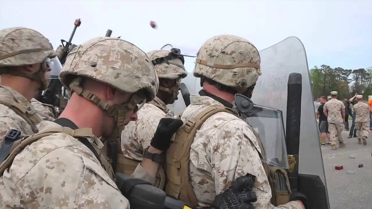 Anti-terrorism Security Team Marines Conduct Riot Control