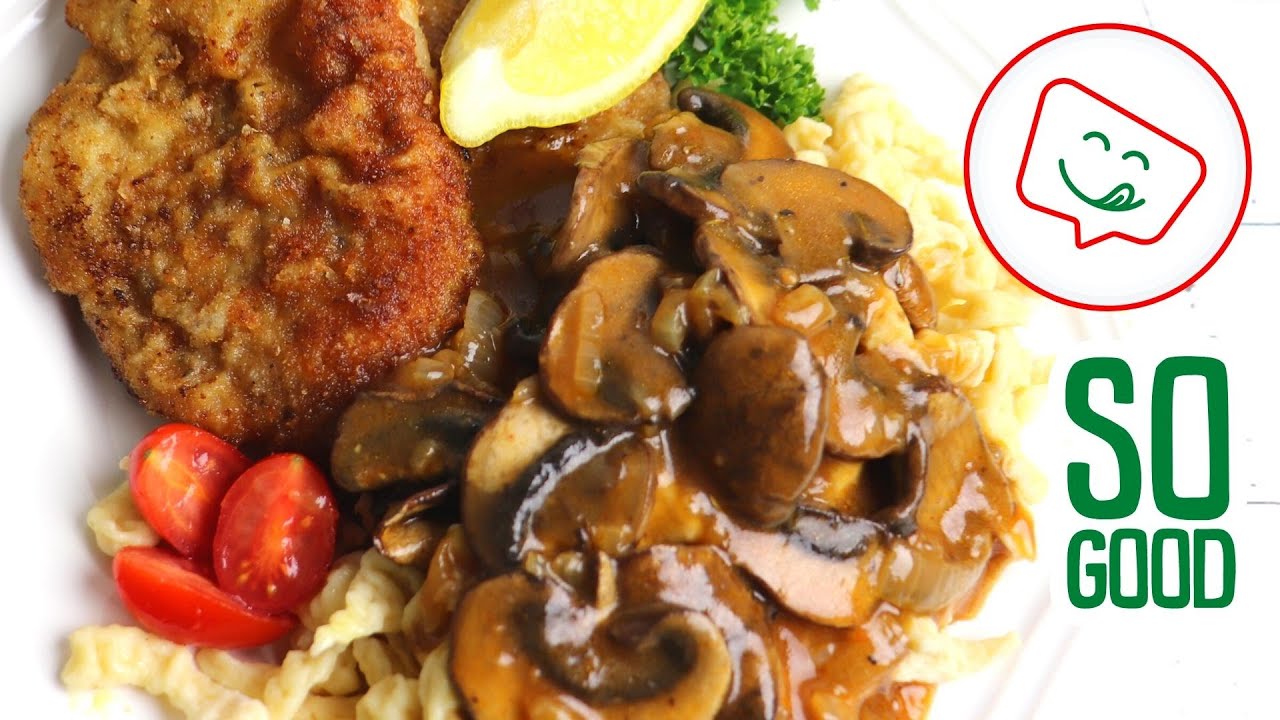Jagerschnitzel — настоящий немецкий шницель с коричневым соусом Jager