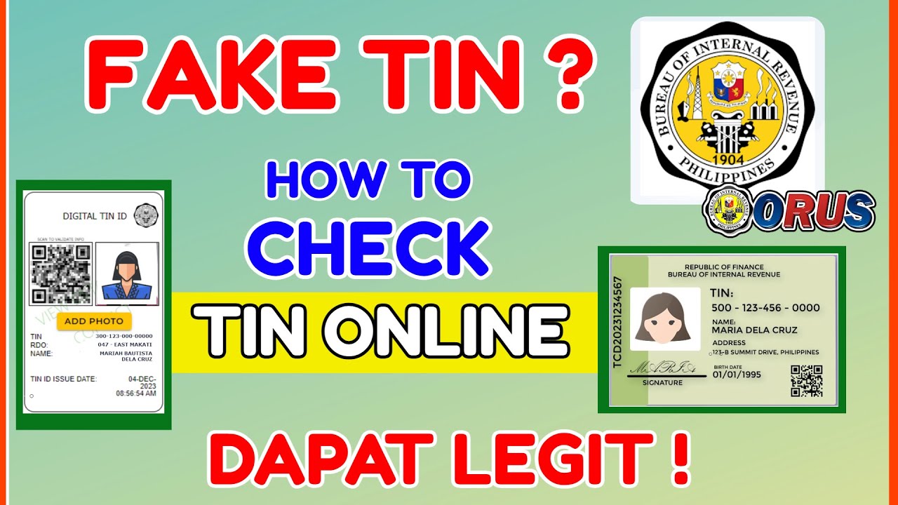 Fake TIN Number: How to Verify TIN Number Online - BIR ORUS TIN Inquiry