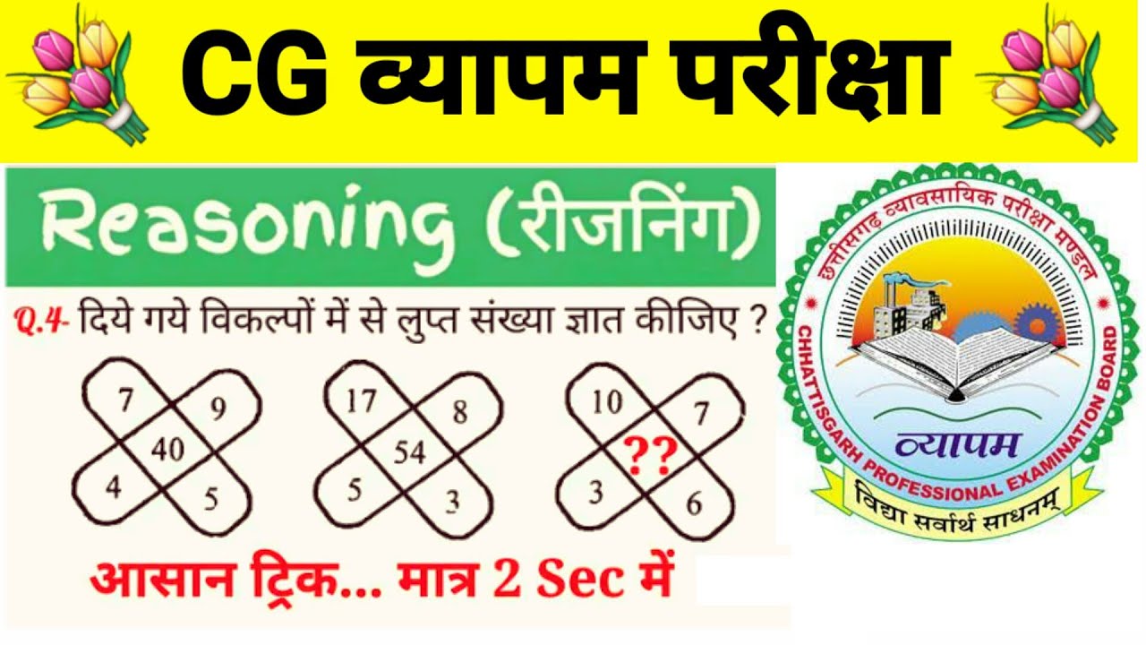 reasoning trick CG Vyapam reasoning question reasoning trick in 5 second Vyapam question  reasoning