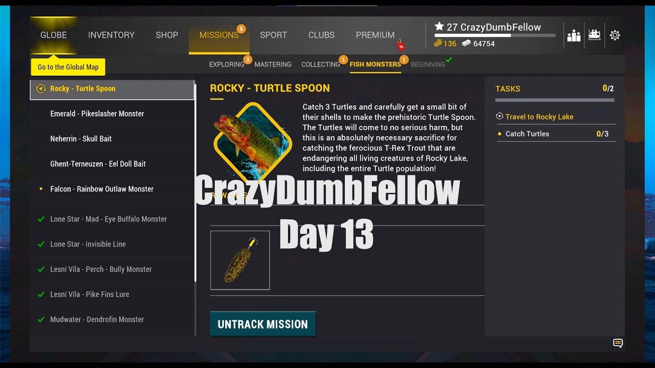 CrazyDumbFellow Day 13 Rocky Lake Monster Fishing Planet From The Beginning Part 2