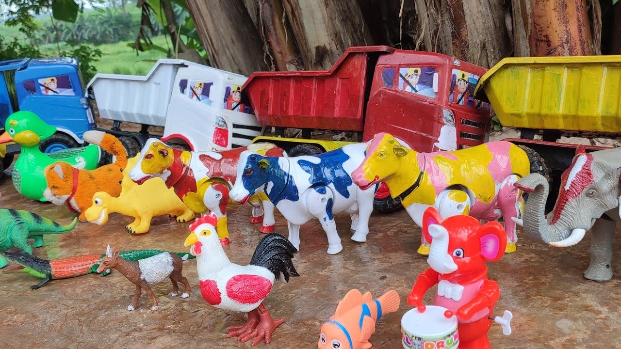 Waaw.! Truk oleng hewan angkut induk sapi warna warni gajah angsa bebek dinosaurus ayam ikan jerapah