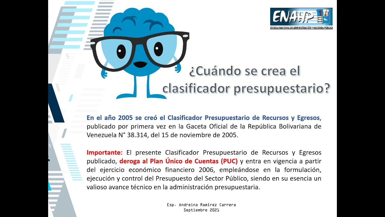 Clasificador presupuestario ESP. ANDREINA RAM&Iacute;REZ CARRERA
