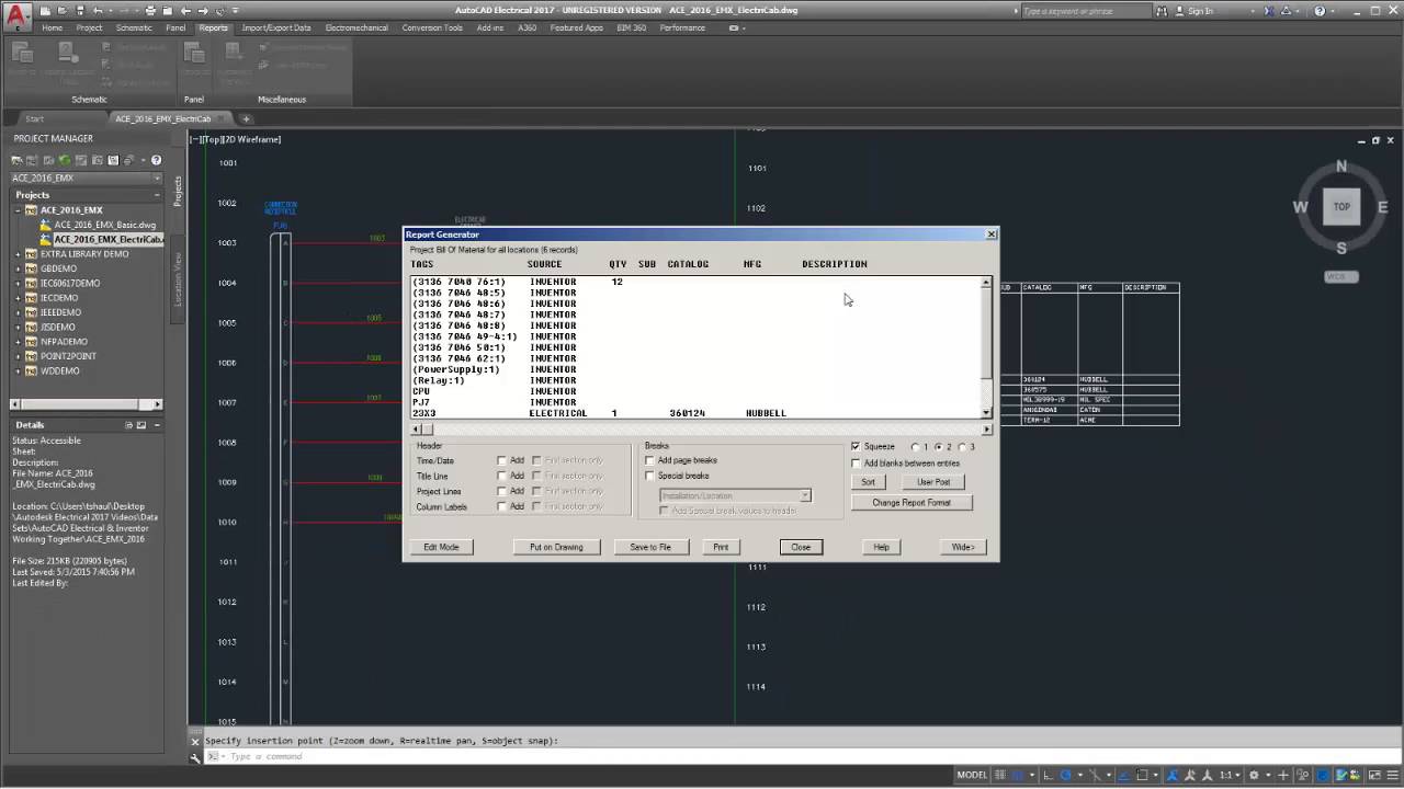 AutoCAD Electrical BOM Report