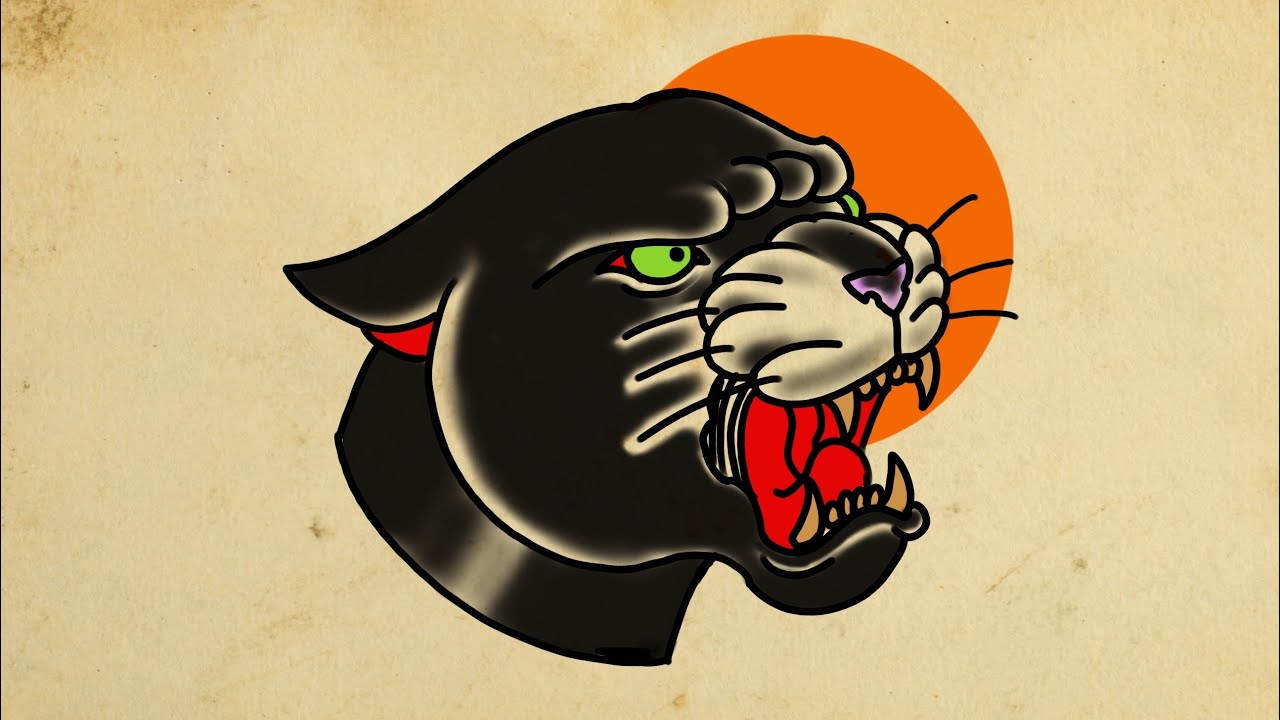 HOW TO DRAW A PANTHER HEAD TATTOO