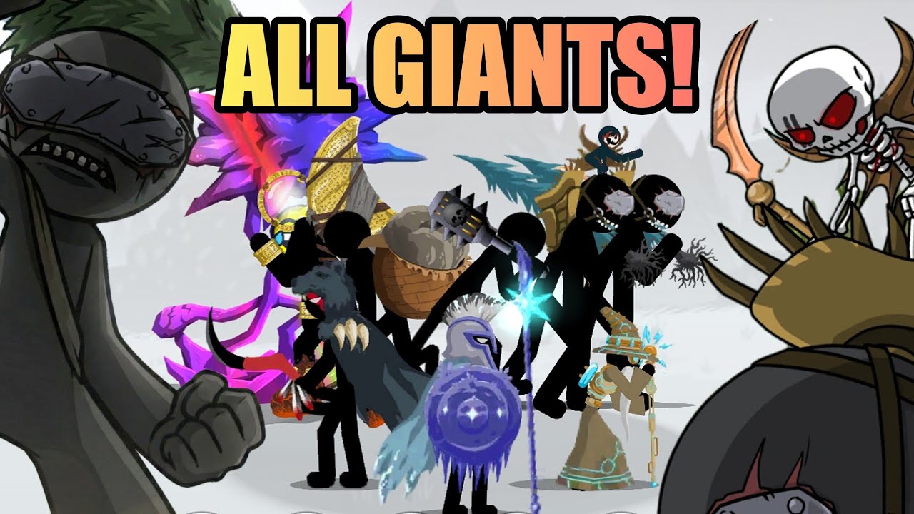 ALL GIANTS Lunarclops, Kai Rider, Giantlord VS Magis, Sicklebear And Spearos! Stick War: Saga Mod