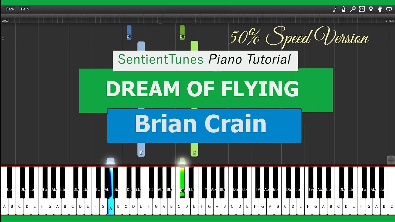 Dream Of Flying - Piano Tutorial 50% Speed - Brian Crain