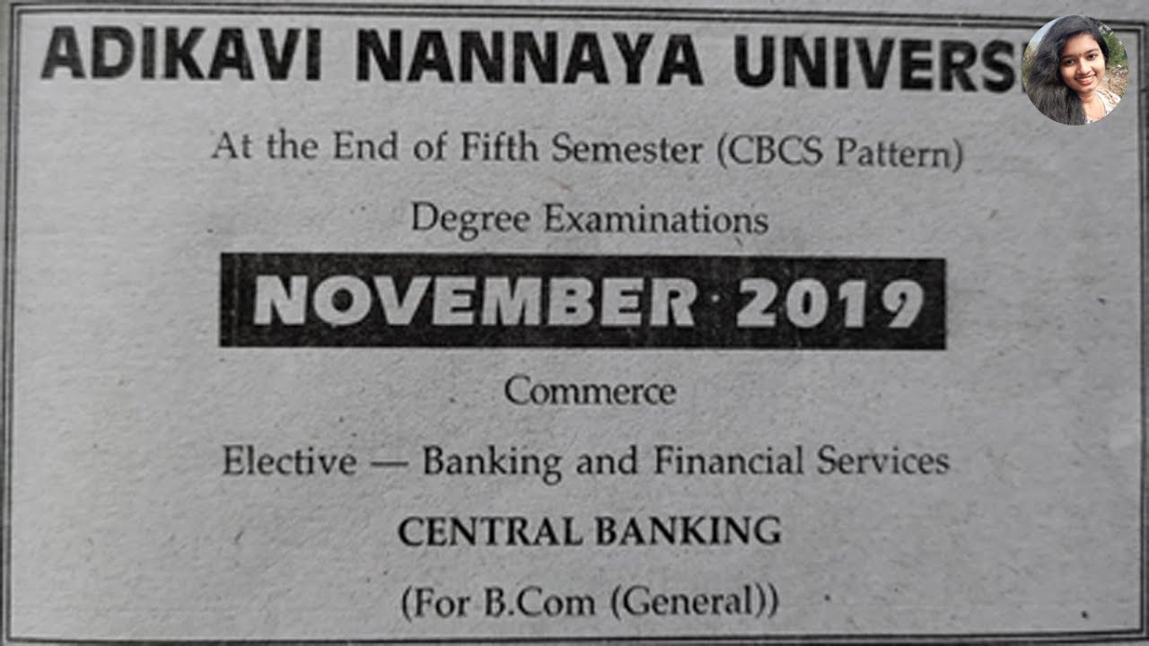 Degree 5th Semester Central Banking 2019 || Adikavi Nannaya University || B.Com, Bsc, BBA || AKNU