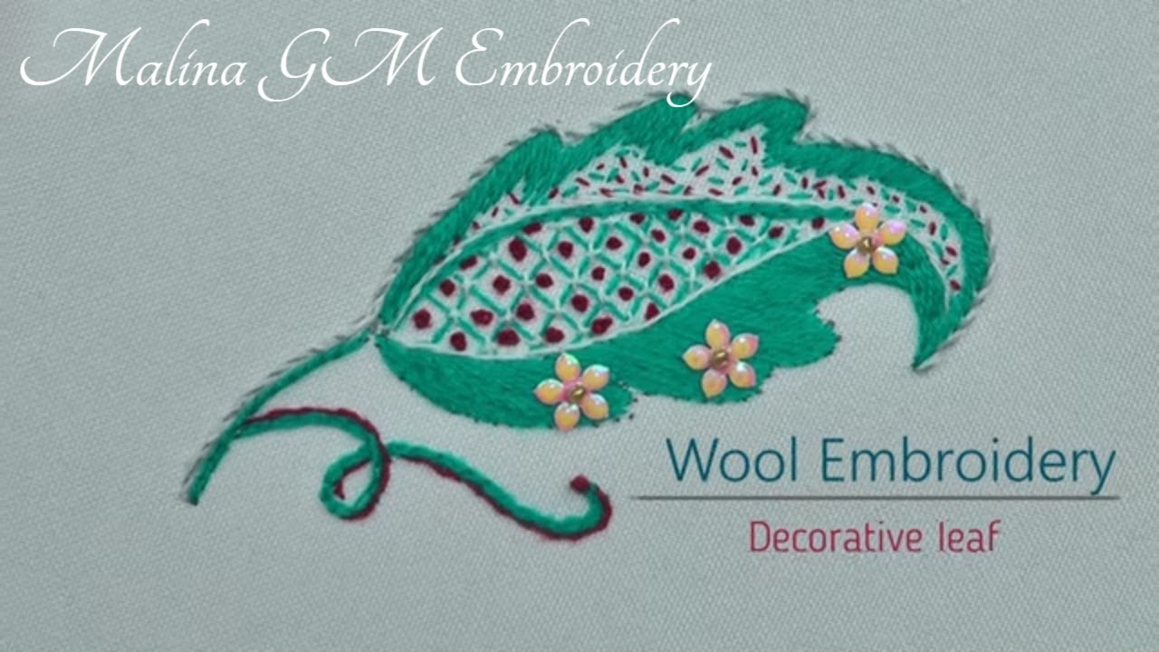 Crewel Work Leaf Wool Jacobean Embroidery
