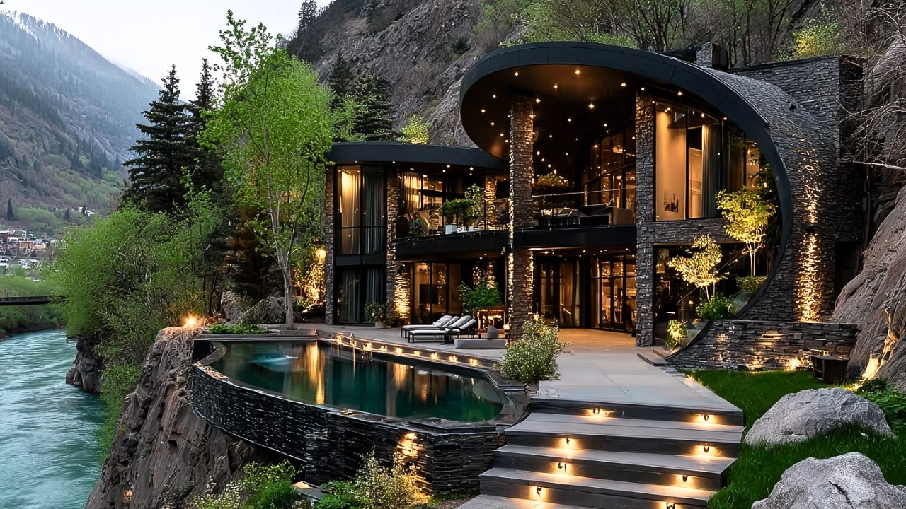 Villa de Luxe Exceptionnel au Bord d'une Rivière Alpine à plusieurs Millions d'€ - Visite complète