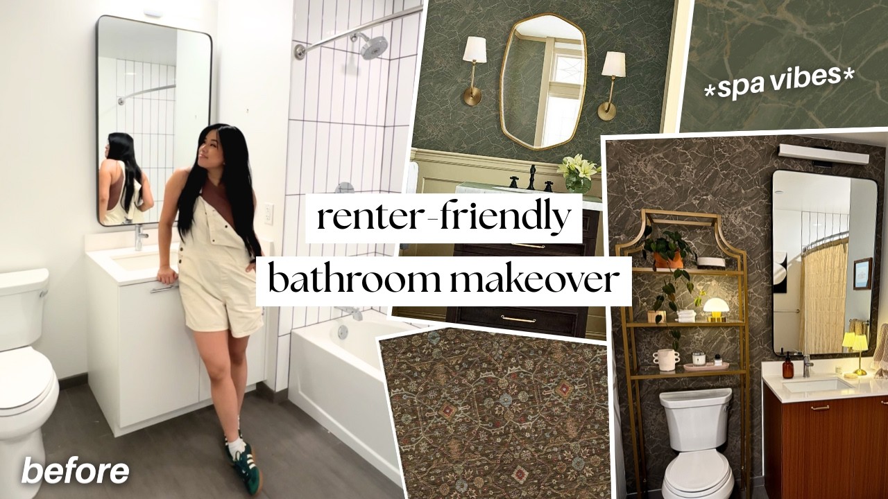 MOODY BATHROOM MAKEOVER! CALM BATHROOM OF MY DREAMS 🫶 *diy renter-friendly ideas*