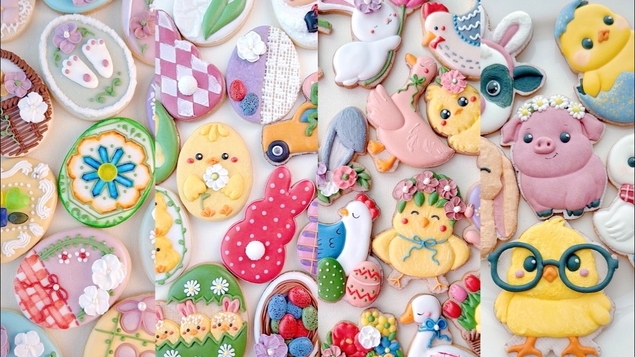 🐣90 Minutes Easter Cookie Decorating with Royal Icing~Cookie Art #satisfaying #eastercookies
