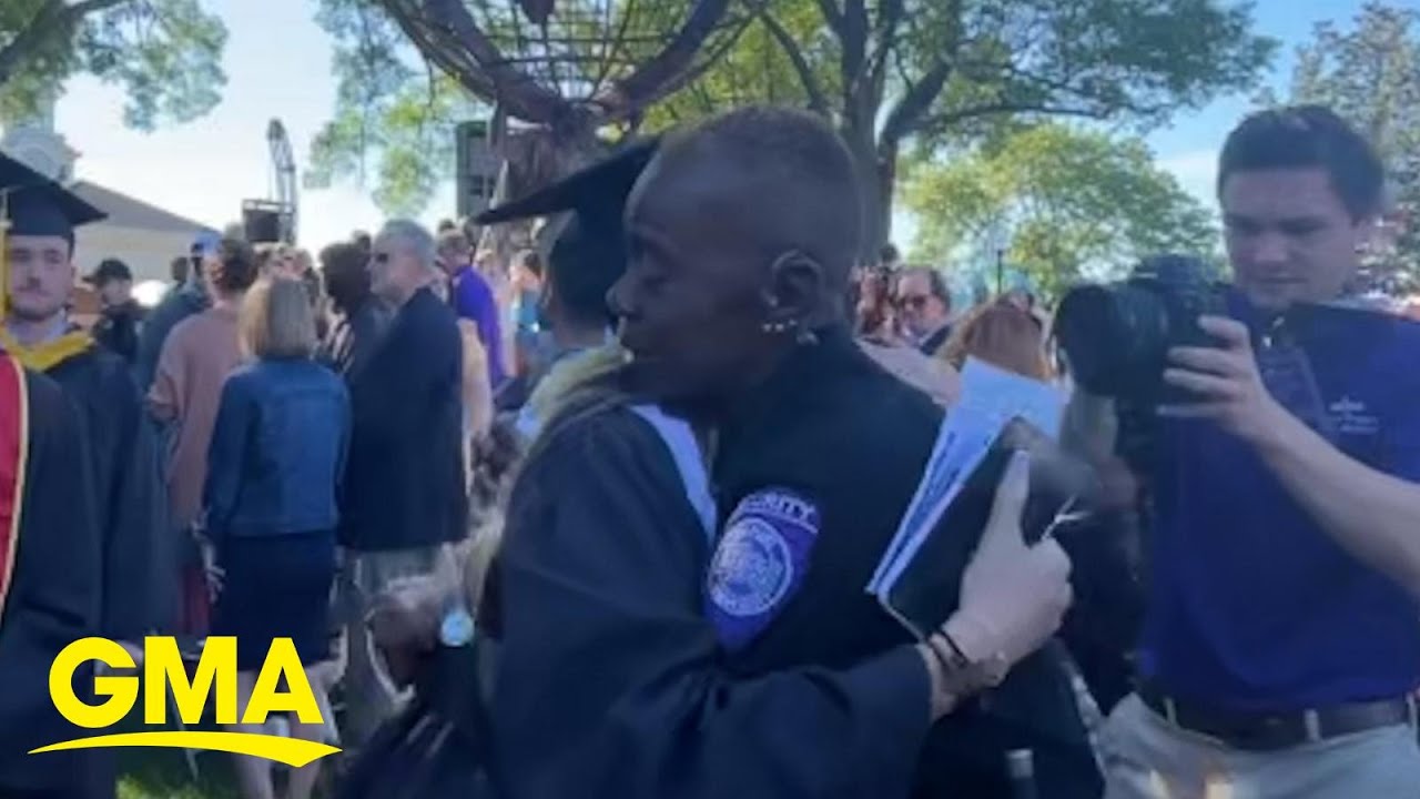 College graduates share emotional goodbyes with beloved university security officer l GMA