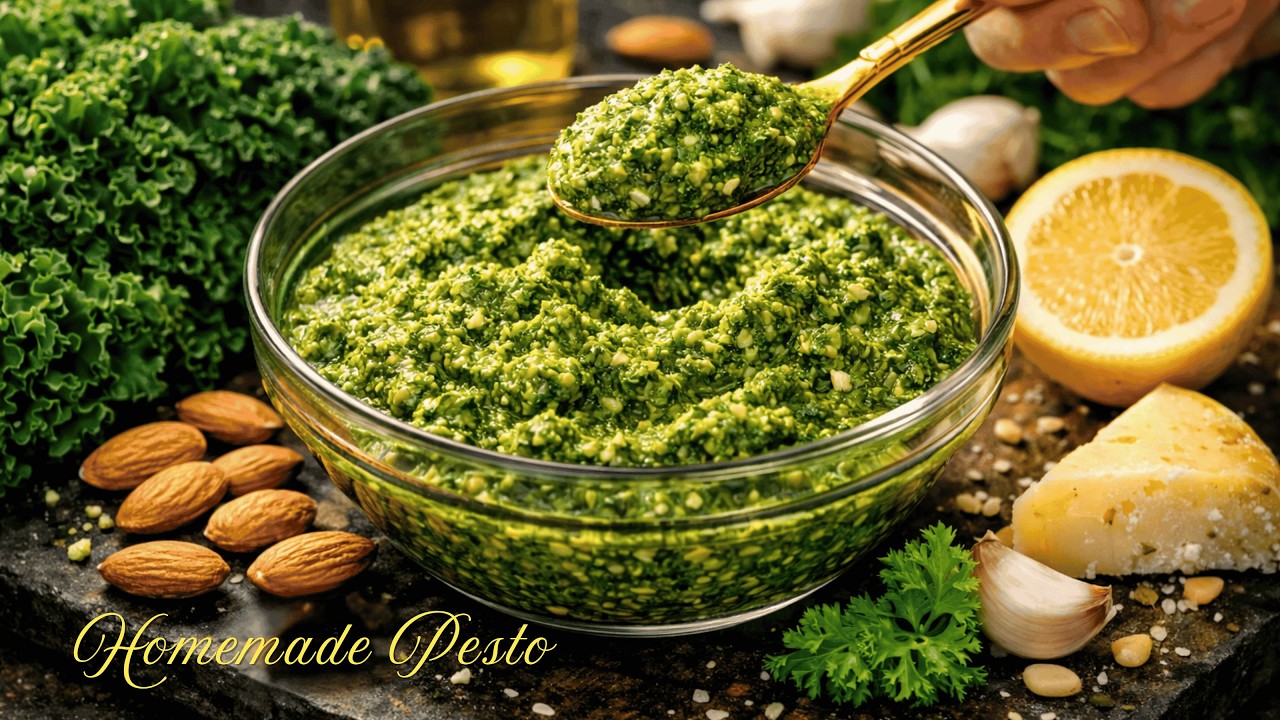 Homemade Kale Pesto Recipe | Easy Vegan Homemade Pesto for Pasta & Sandwiches!