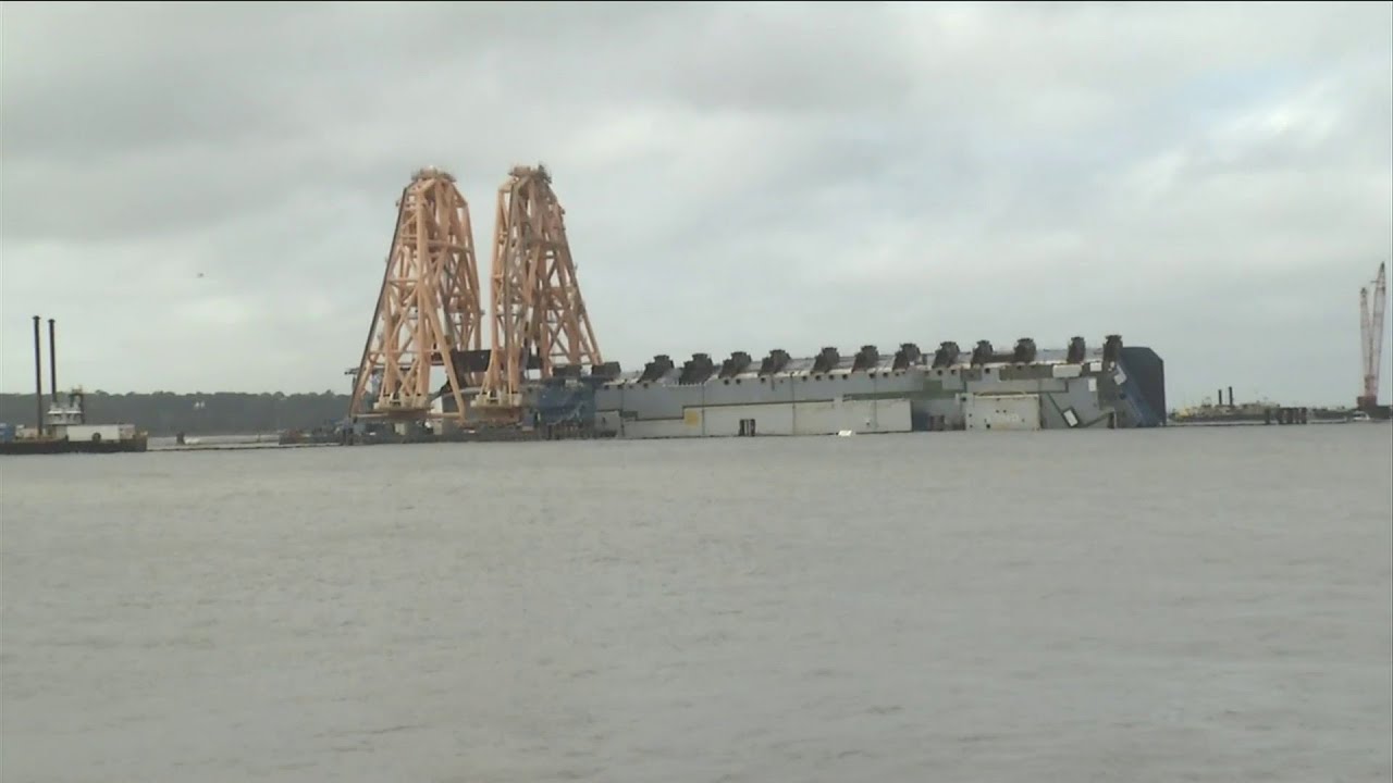 Finally! 423 days later, Golden Ray cutting begins in St. Simons Sound