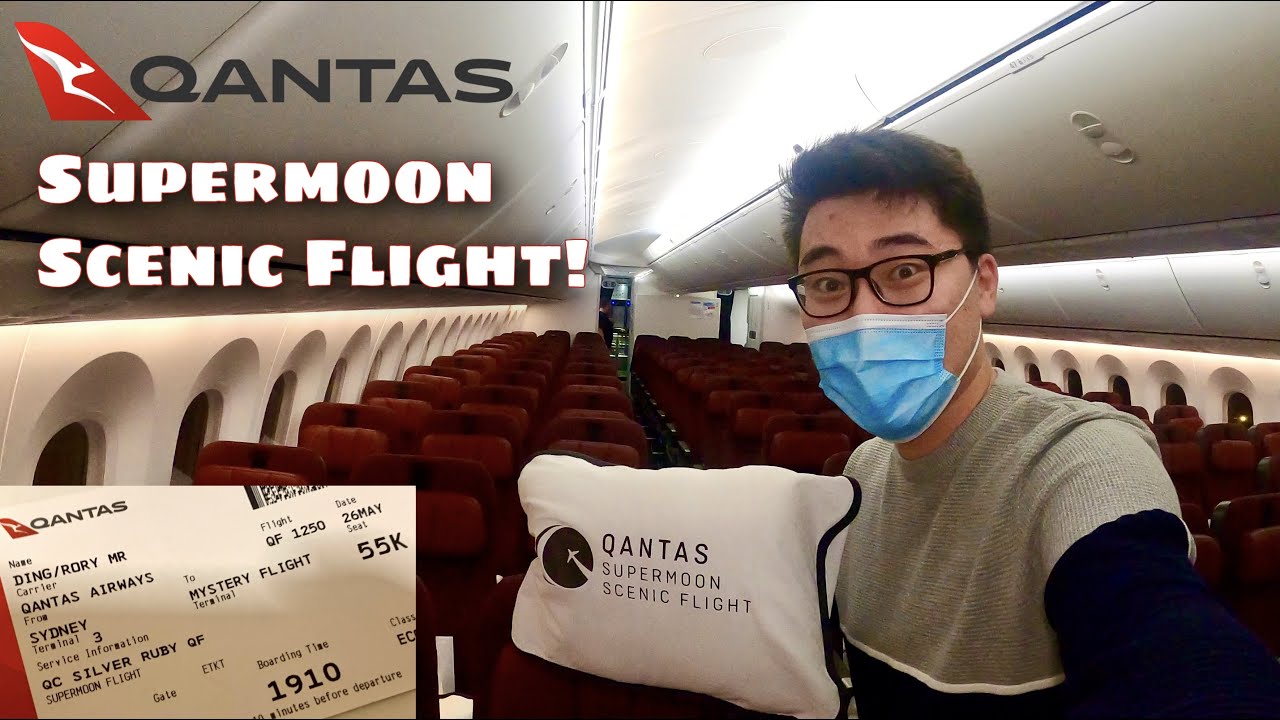 Qantas B787 Dreamliner Supermoon Scenic Flight from Sydney to Sydney - Fly me to the moon!