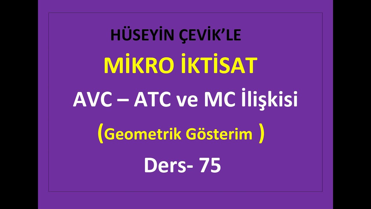 MİKRO İKTİSAT- 75 - AVC - ATC  - MC  İLİŞKİSİ- Geometrik Gösterim