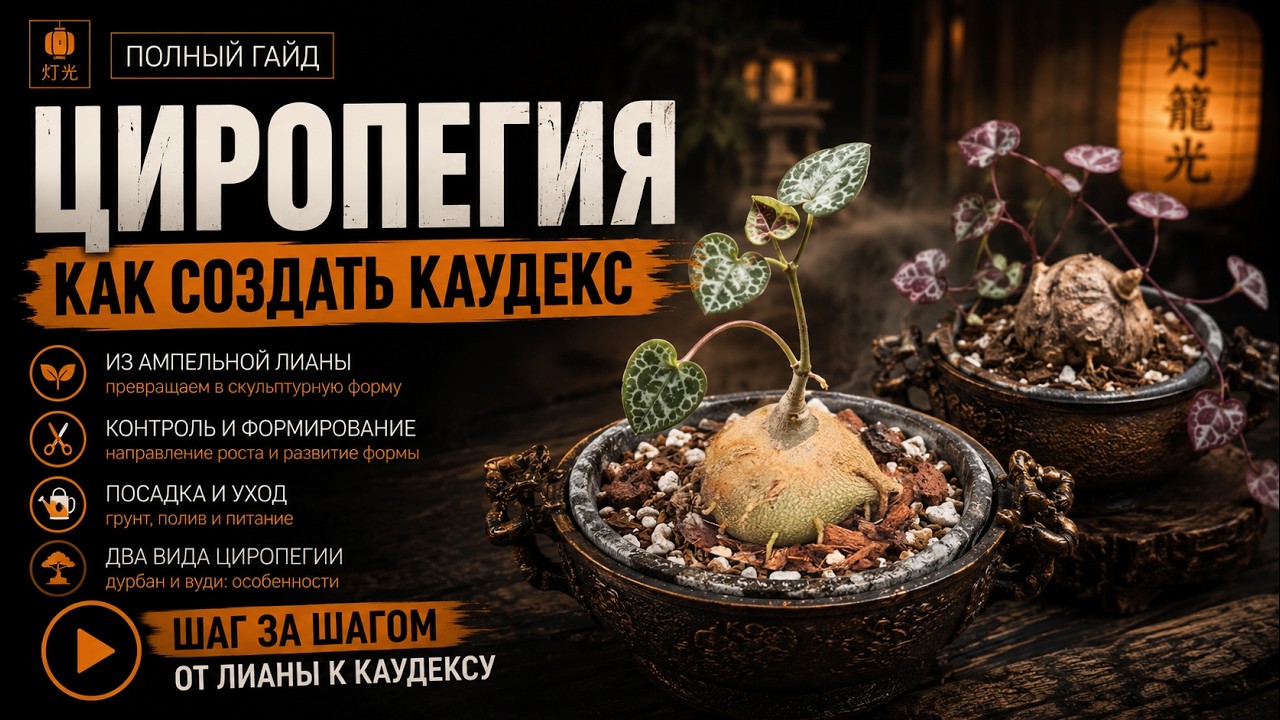 Из ампельной лианы в каудексный бонсай · циропегии Вуди и Дурбан