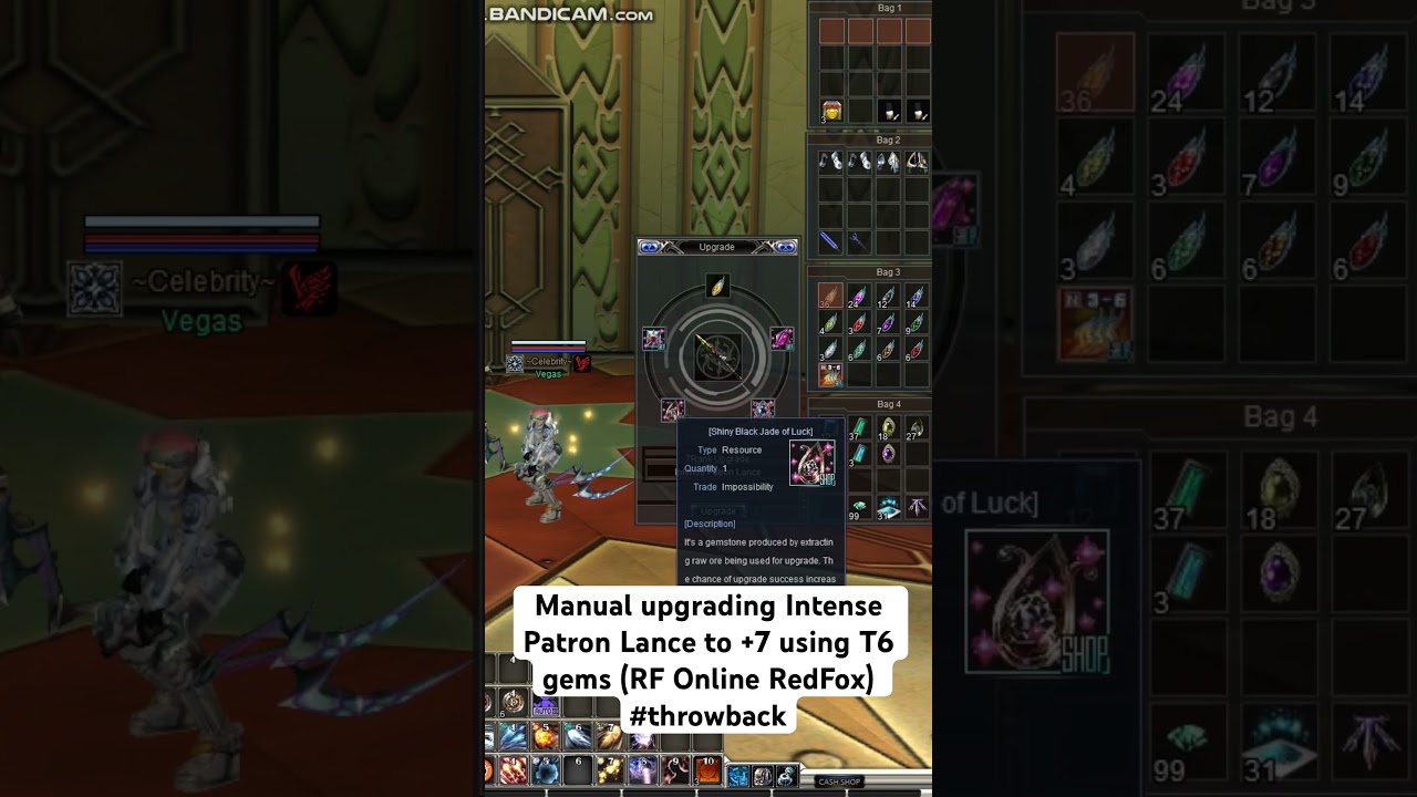 Manual upgrading Intense Patron Lance to +7 using T6 gems (RF Online RedFox)