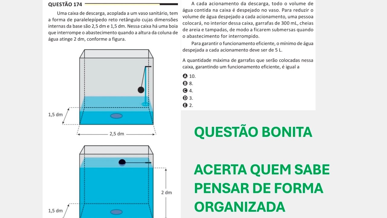 ENEM 2025 - Matemática - Questão 174 (Caderno Amarelo) - Uma caixa de descarga, acoplada a um vaso