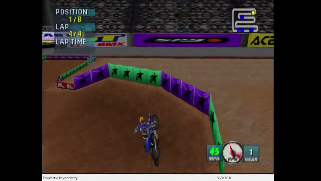 N64, NTSC, Emulated, Jeremy McGrath Supercross 2000, Indianapolis, Race, 125cc, 