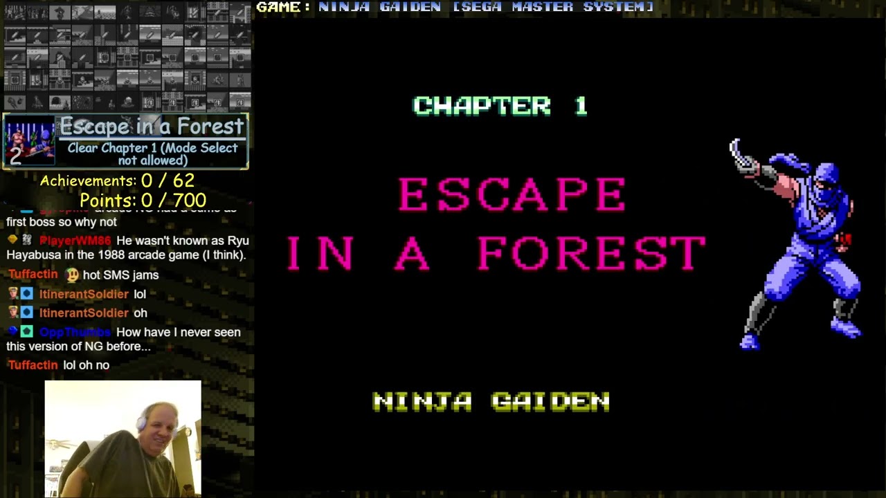 Ninja Gaiden RetroAchievements on SMS + GG [01-15-2026 stream]