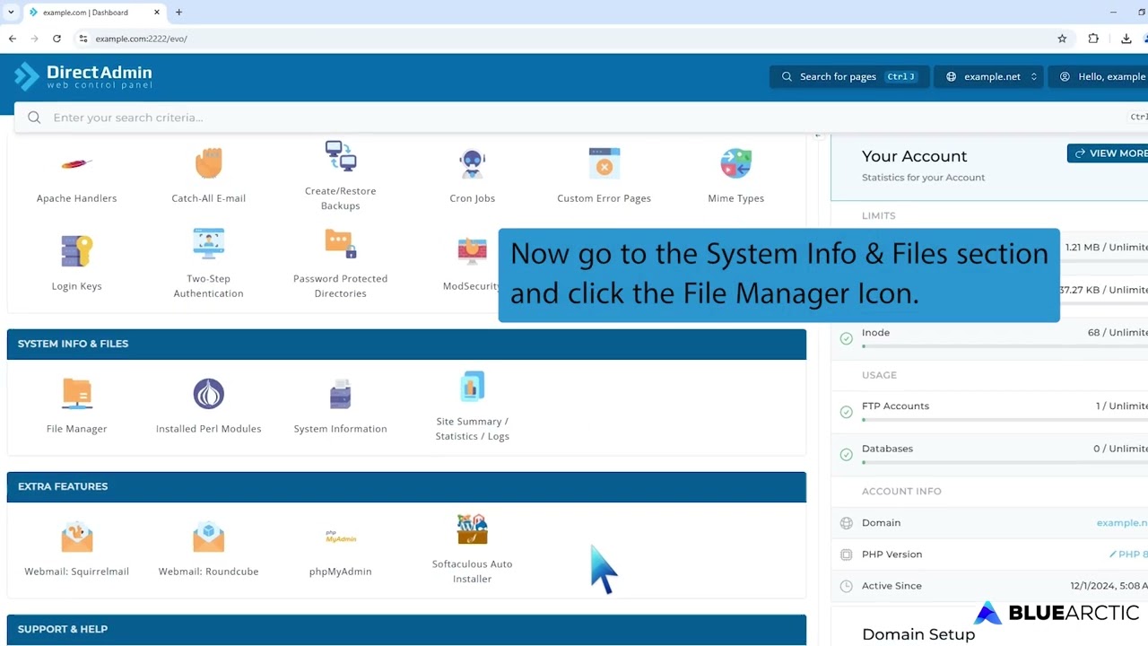 How to Remove a Backup File from Your DirectAdmin   BLUE ARCTIC
