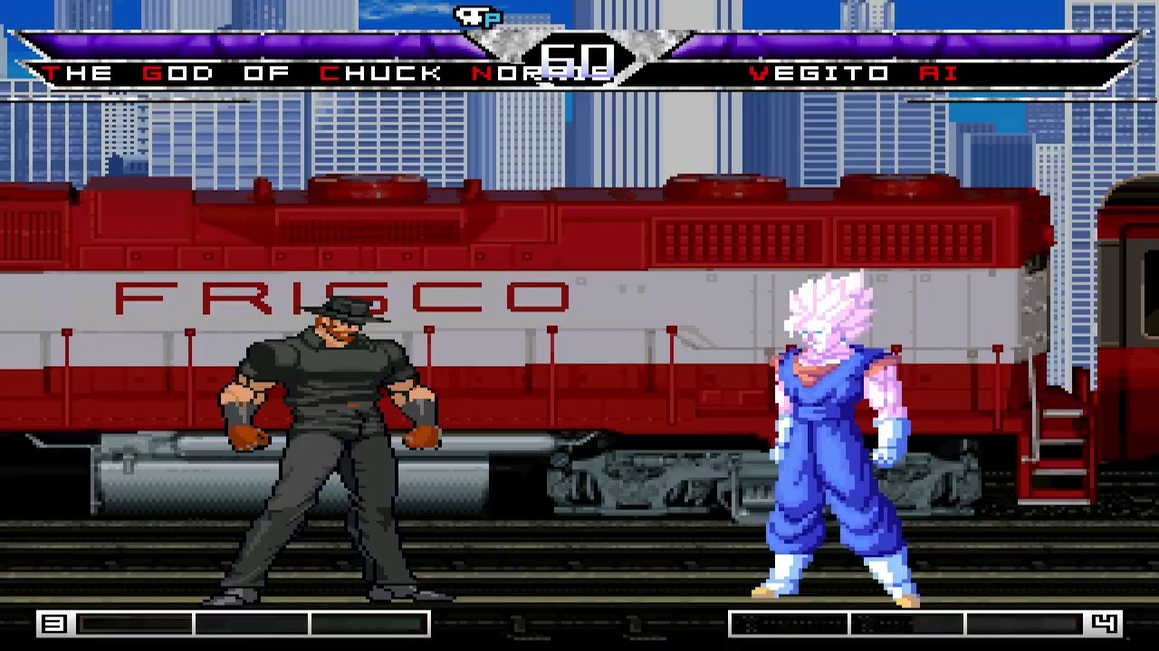 KOF MUGEN The God Of Chuck Norris (Original) Vs Super Vegito AI