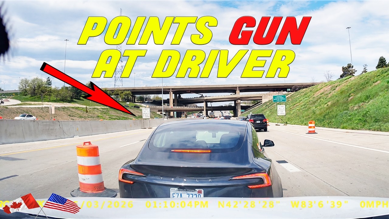 GUY THINKS HE'S SMART SHOWING HIS GUN IN ROAD RAGE