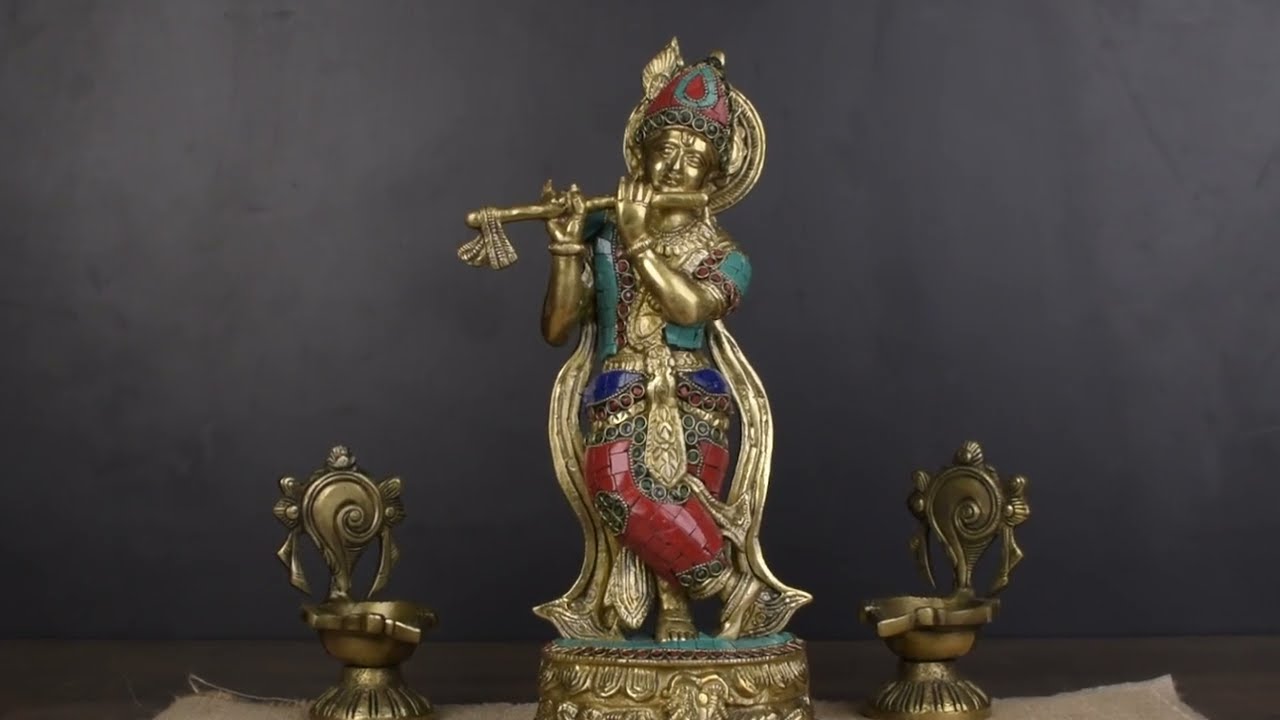 Standing Krishna Idol with Flute 12