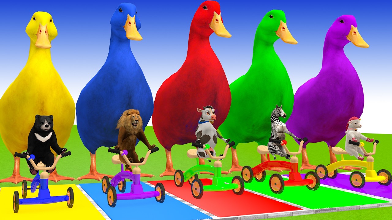 Long Slide Game With Cow Elephant Gorilla Hippopotamus Tiger 3d Animal Game Funny 3d Animals