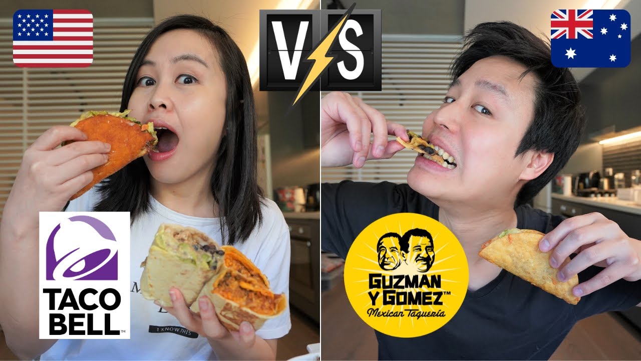 AMERICAN VS AUSTRALIAN Fast Food Battle - TACO BELL vs Guzman Y Gomez | Mexican Food Taste Review