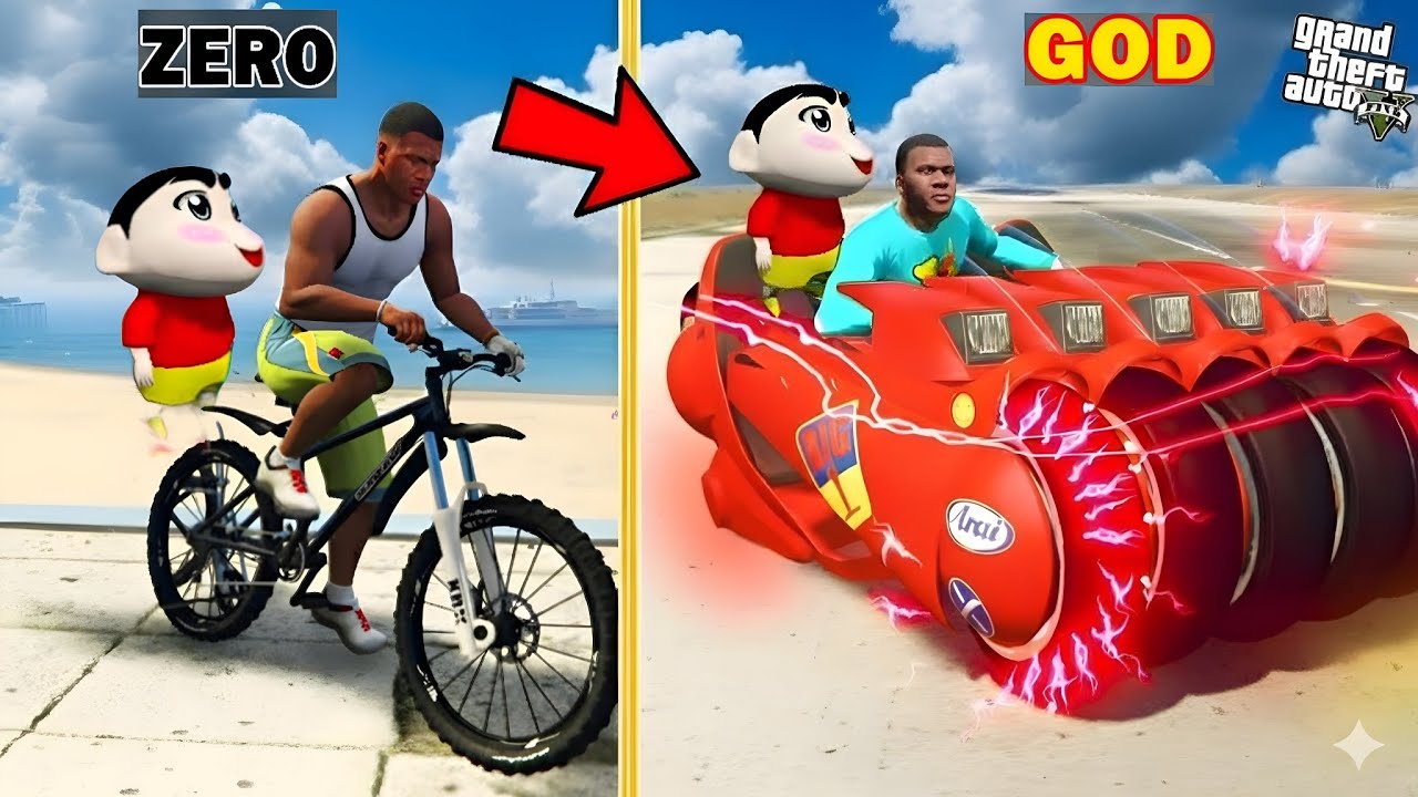GTA 5: Franklin And Shinchan Upgraded Zero To GOD Bike Using Magic Portal GTA V Bangla