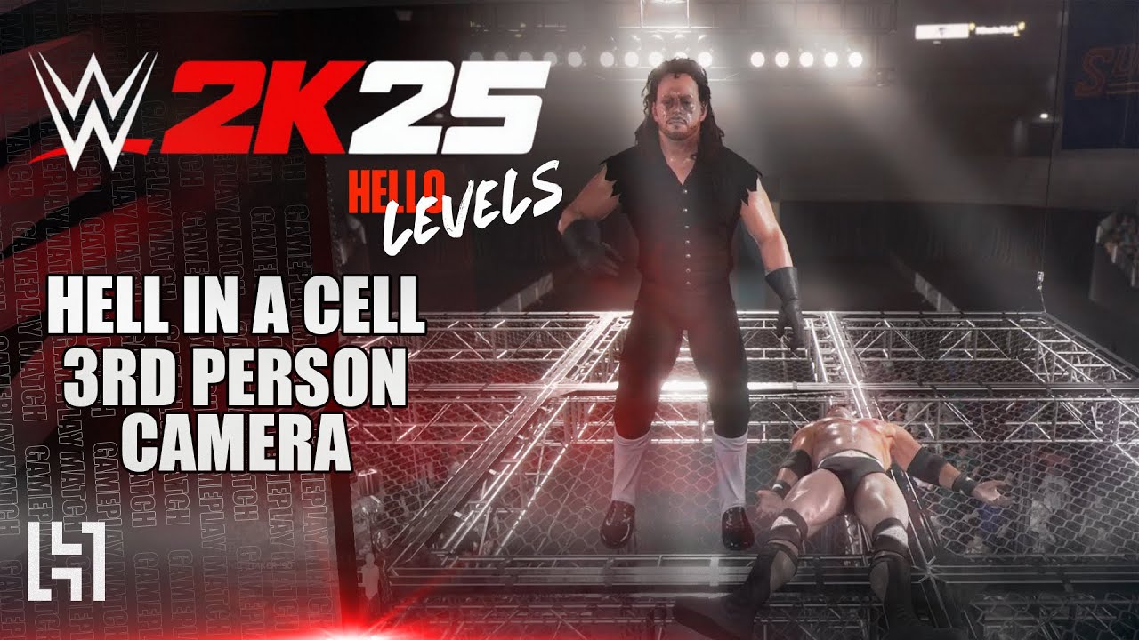 WWE 2K25 Hell In A Cell Match Gameplay - Third Person Camera - Undertaker 90 vs The Rock 97