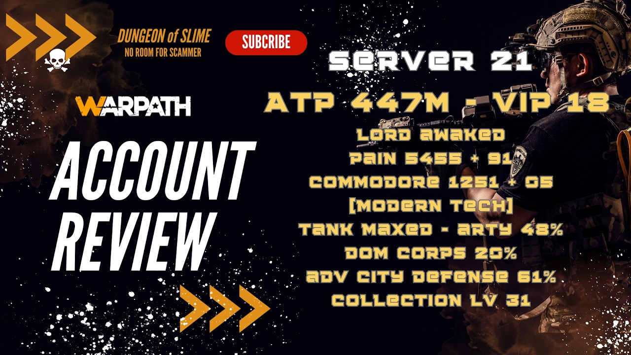 Server 21 - ATP 447m - VIP 18 - LORD AWAKED - PAIN 5455 - MODERN TECH TANK MAXED - COL LV 31