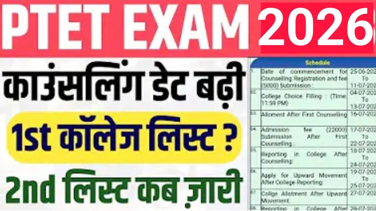Rajasthan ptet 1st College Allotment List 2026, ptet 1st Counseling Result, Cutoff