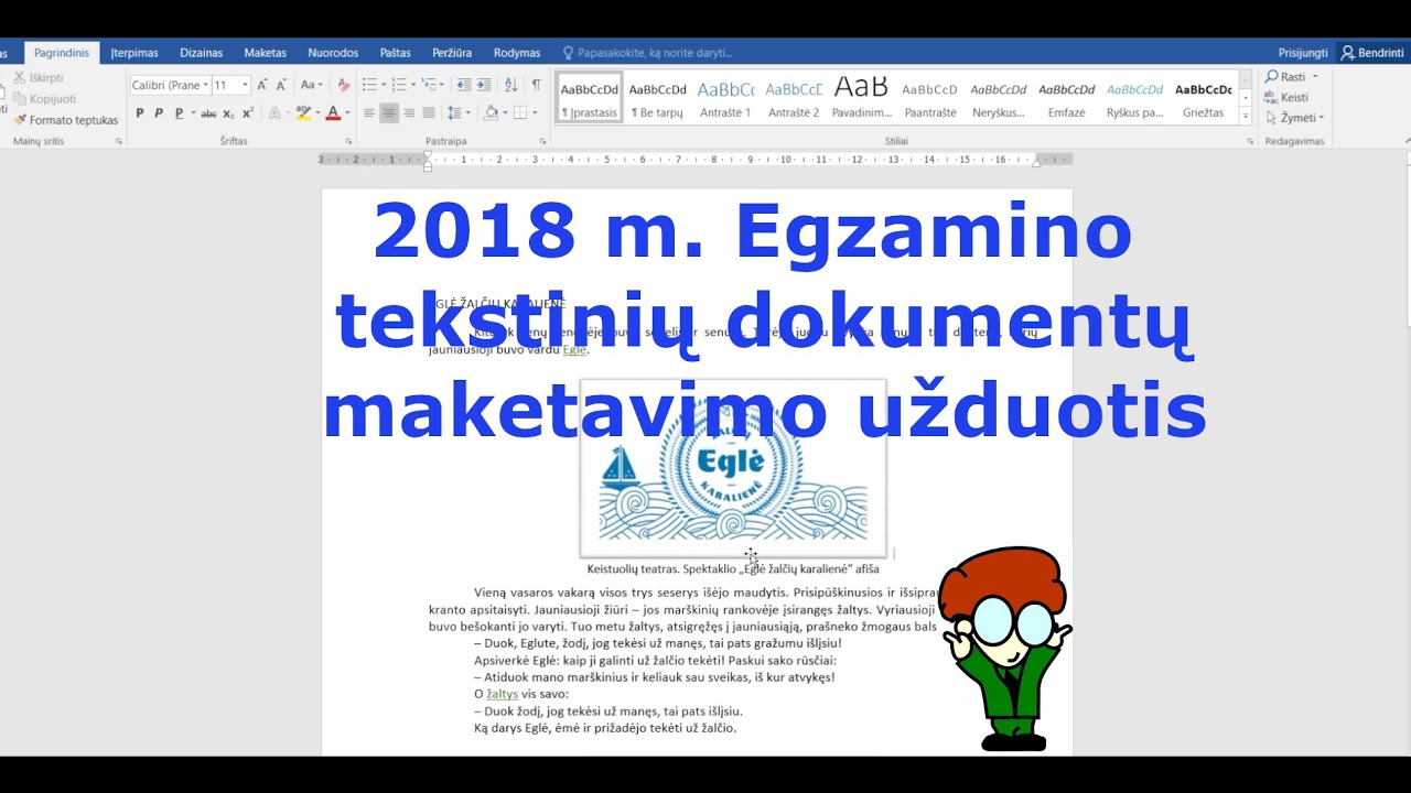 2018 m. IT valstybinio egzamino word užduotis