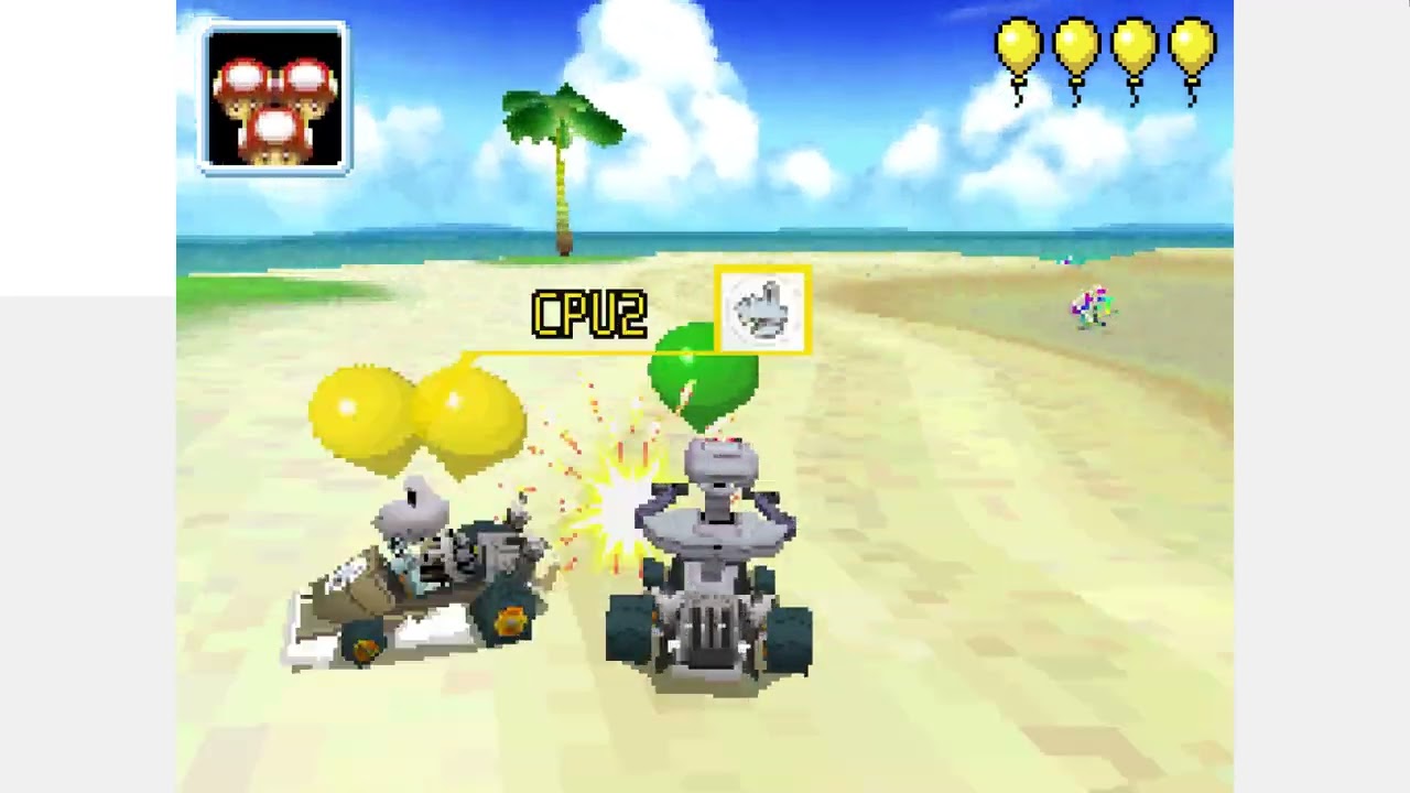 Mario Kart Ds (Nintendo Ds) Balloon Battle on Palm Shore (Main Screen)