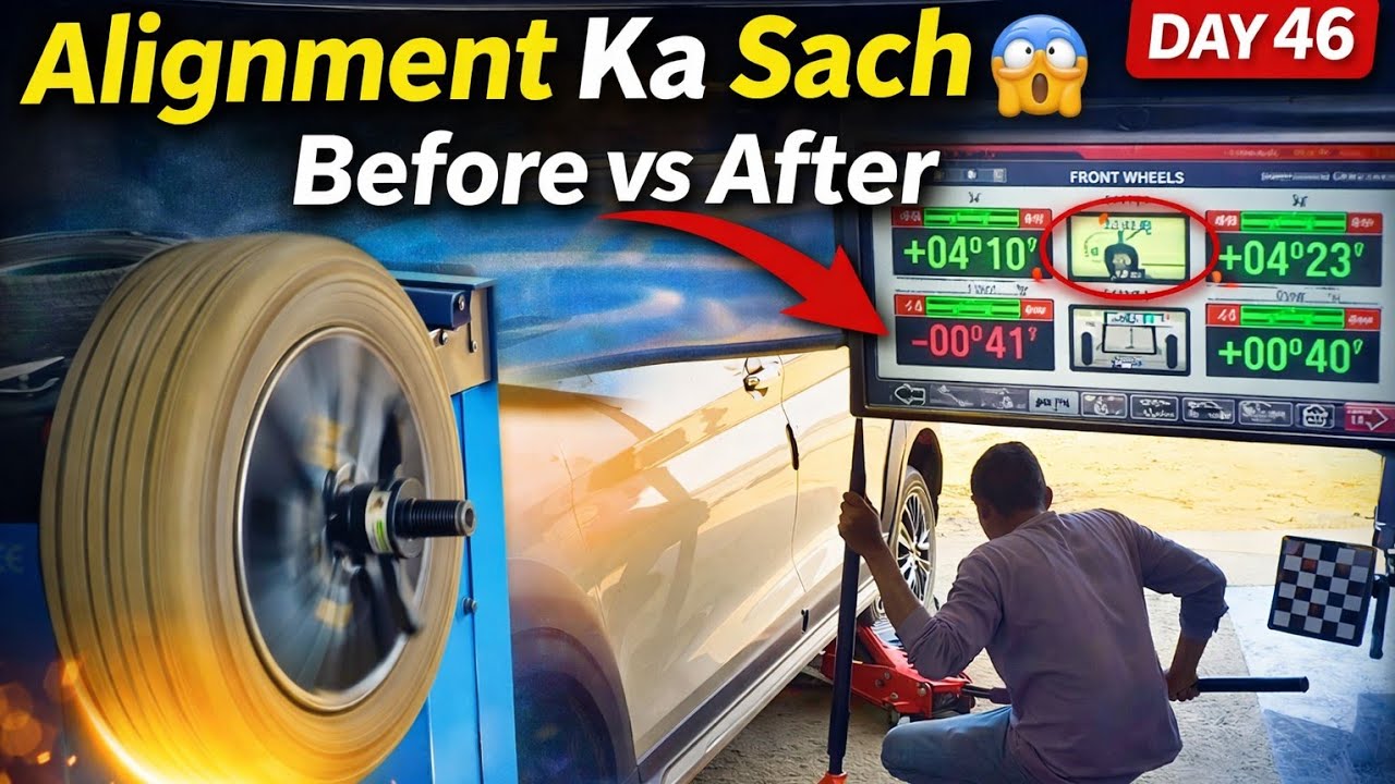 Wheel Alignment & Tyre Balancing Ka Sach 😱 | Tyre Balancing Full Process | Before & After Results