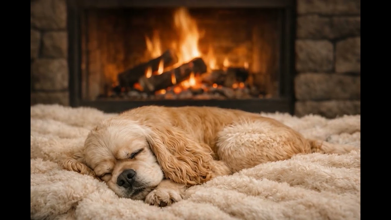 Cocker Spaniel Puppy Sleeping by Fireplace 🐶🔥 | 1 Hour Relax