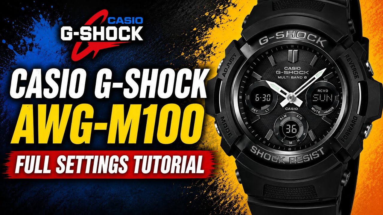 Casio G-Shock AWG-M100 setting instruction.TrendWatchLab.Time,World Time,Stopwatch,Alarm & Timer set
