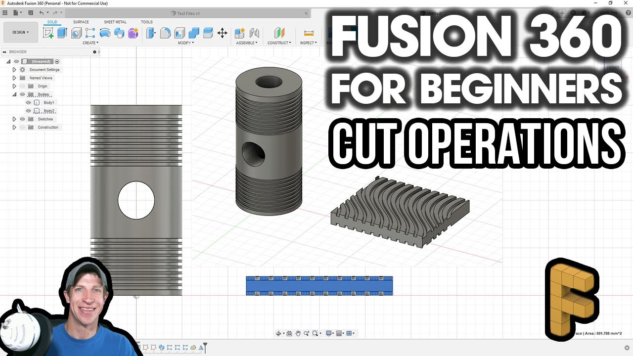 Getting Started with Fusion 360 Part 4 - Cut Holes, Remove Material from Objects and More!