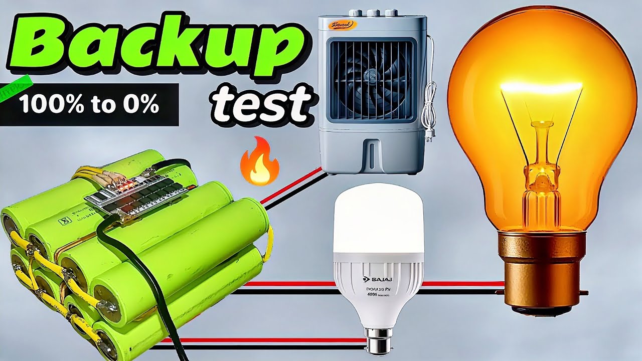 👉 30Ah LiFePO4 Battery Backup Test 🔋 | 100W Bulb + 40W LED + Cooler Full Load Test